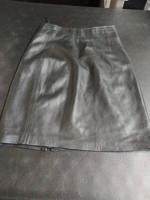 Minifalda lápiz de cuero negra Lillie Rubin Erez vintage envejecida talla 4 Foto 1 de 4