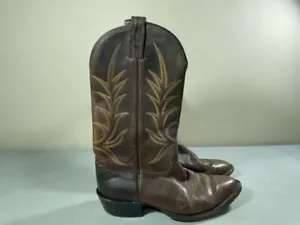NOCONA MEN'S BROWN LEATHER PULL ON WESTERN COWBOY BOOTS SIZE 9EE - Picture 1 of 3