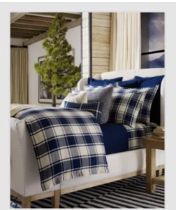 Ralph Lauren Acadia WINTER HARBOUR California King Sheet Set Rustic Plaid EUC - Picture 1 of 12