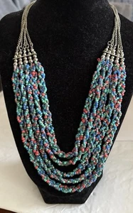 New Necklace. Turquoise, Lapis, Coral And Silver Beads. Has Never Been Worn. - Picture 1 of 2