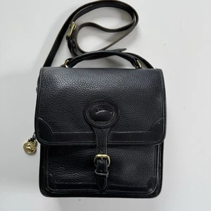 Vintage 80s Dooney & Bourke All Weather Black Courier Messenger Crossbody Bag - Picture 1 of 9