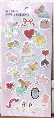 Amifa Angels & Demons Sticker Girl Kids Cupid Animal Cat Rabbit Bird Love JAPAN - Image 1 of 3