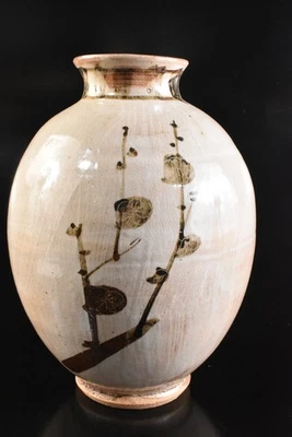 T6993: Jarrón japonés Seto-ware esmalte glaseado flor mufla pintura Ikebana Foto 1 de 4