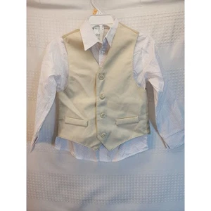 Van Heusen Vest Button Down Shirt Set Boys Size 4 Polka Dot Long Sleeve Formal - Picture 1 of 6