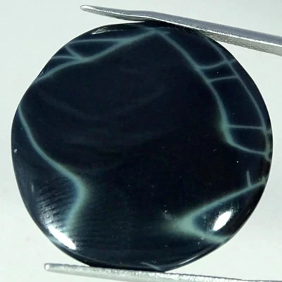 Piedra preciosa redonda de obsidiana tela de araña natural de 22,90 quilates 25 mm x 5 mm Foto 1 de 4
