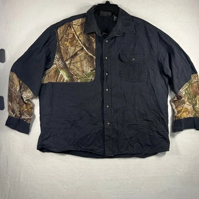 Realtree Camo Black Shooting Shirt Button Up Long Sleeve Men's 2XL - Image 1 of 4