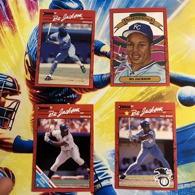 RARE Bo Jackson ERROR 1990 donruss and 3 more from bo jockson collection - Image 1 of 4
