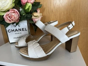 Zanon & Zago Damen Sandalen Gr.39 ~ weiß Echt Leder ~ Blockabsatz ~ Sandaletten - Bild 1 von 12