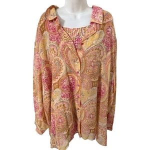 Top tunica manica lunga colorato floreale Maggie Barnes 2 pezzi Taglia 32W - Foto 1 di 10