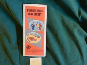 Hoja de ruta AAA de Pennsylvania Nueva Jersey 1960 - 1961 original - Imagen 1 de 4
