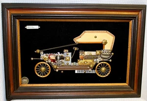 Vintage Handmade Original Relief Sculpture of 1909 Rolls Royce, Made in Spain - Picture 1 of 12
