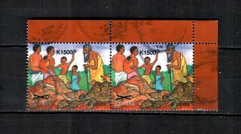 ZAMBIA Scott's 1106 ( 2v ) Creation Legends Surcharge F/VF Used Pair ( 2008 ) #4 Cover