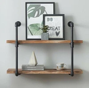 Industrial Pipe Double Shelf Unit, For Conservatory, Bookcase, Kitchen, Bedroom - Picture 1 of 7