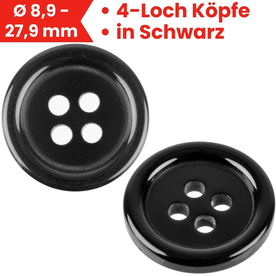 Schwarze Knöpfe Bekleidung 4-Loch 24 Pack Harzknöpfe Wäscheknöpfe Bastelknöpfe - Bild 1 von 1