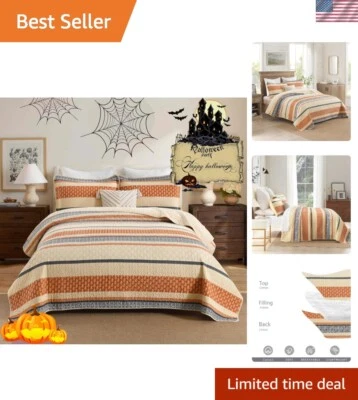 Комплект постельного белья Queen Quilt - хлопковые наборы лоскутных одеял Queen Szie, оранжевое серое черное лоскутное одеяло... - Изображение 1 из 4