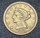 1865-S $2.50 Gold Liberty Quarter Eagle Civil War Coin Scarce Date Vf Details