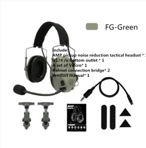 FCS AMP Dual-Channel Pickup Noise Reduction Tactical Headset V60 PPT PRC148/152