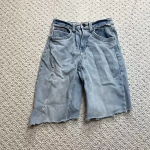 So Distressed Jeans Shorts Girls Size 10 Blue Denim Light Wash 23x9.5 Cut Off - Picture 1 of 10