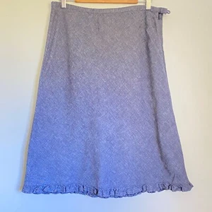Ezibuy Capture Womens A Line Linen Blend Skirt Size 14 Blue Midi With Frill - Picture 1 of 9