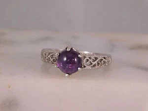 Amethyst 1,66 ct. Ovaler Cabochon 20er Jahre Stil filigran Sterlingsilber - Bild 1 von 9