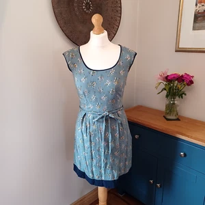 Boden Blue Floral Print Dress 6 Tie Belt Boho Short Sleeves Pretty - Picture 1 of 12