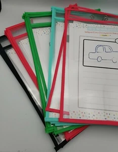 30 Pack Assorted Reusable Dry Erase Pocket Sleeves Sheet Protectors - Picture 1 of 5