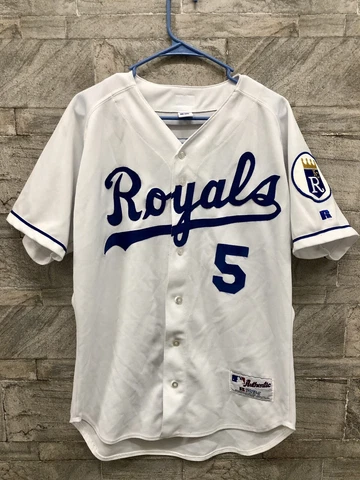 George Brett #5 Kansas City Royals White Jersey Russell Athletic Size 44 USA Cover