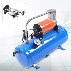 Compresor de aire 12v 6L Compresor 4 trompetas Air Horn Kit 6 litros con 150 PSI - Imagen 1 de 11