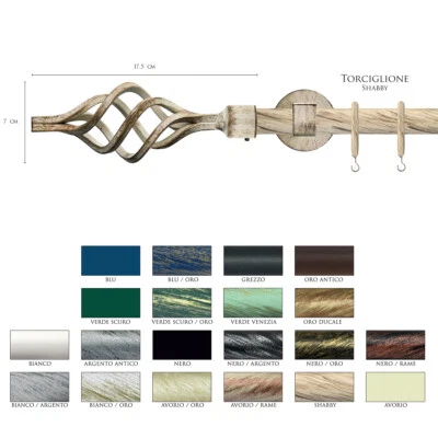 Scorritenda Corda Strappo Bastone Tenda Ferro Battuto Terminale TORCIGLIONE Vami - Immagine 1 di 2