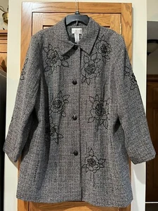 Victor Costa Occasion Embroidered Flowered Lined Jacket - 1X - New without Tags - Picture 1 of 6