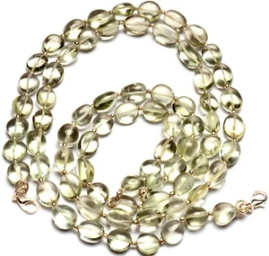 Natural Gem Prasiolite 9 to 13 mm Size Smooth Nugget Beads Necklace 19" - Picture 1 of 9