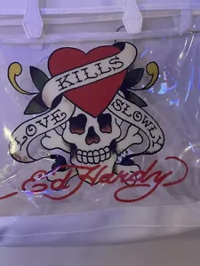 Ed Hardy Clear Tote NEW Love Kills Slowly PVC Clear Event Beach Shopping Bag - Picture 1 of 6