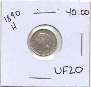 1890 H Canada 5 cent coin -VF - Picture 1 of 2