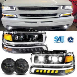 For Chevy Tahoe Z71 2001-2006 LED Headlights Assembly Bumper Driving Fog Lights - Picture 1 of 16