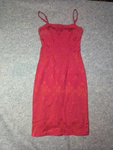 GUESS Vintage Gr. 4 rot gemustert Party Cocktail Bodycon Kleid Urlaub Valentinstag - Bild 1 von 9