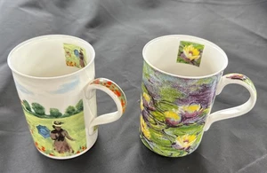 Gathering Poppies And Waterlilies By Wessex Collection Fine Bone China 2x Mugs - Picture 1 of 19
