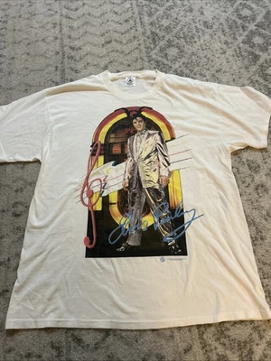 复古 90 年代美国制造猫王图案 T 恤 XL 码白色 — 第 1/4 张图片