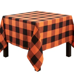 Harvest Collection Buffalo Plaid Tablecloth, 70", Orange/Black - Picture 1 of 4