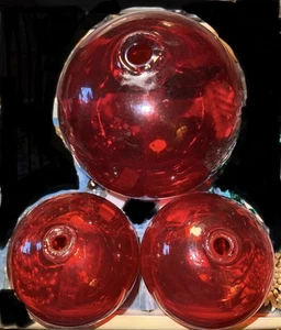 Boya flotante de vidrio soplado 3 MCM de colección esfera orbe rojo rubí - Imagen 1 de 5