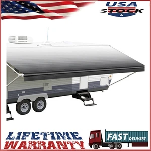 Heavy Duty 18.5oz Vinyl Fabric Camper Awning Replacement 15FT 4-Ply 18'2" - Picture 1 of 13