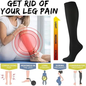 Compression Socks Men & Women Varicose Veins Anti-Fatigue Flight Running NHS USE - Picture 1 of 25