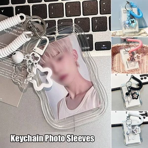 Kpop Photocard Holder Transparent Card Holder Sleeves Keychain Student Card Case - Picture 1 of 19