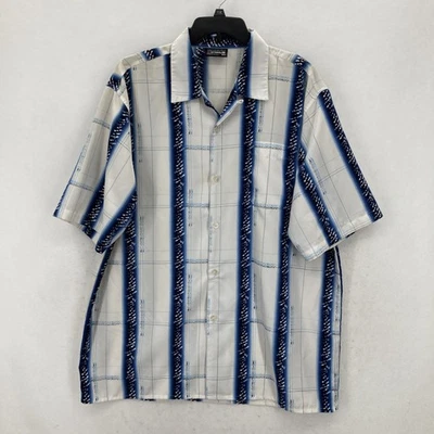 Southpole Shirt Mens XL Striped Short Sleeve Button Up Polyester Vintage Retro - Image 1 of 4