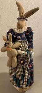 Primitive Fabric Standing Girl Rabbit Doll Dress - Picture 1 of 12