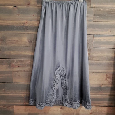 Ashley Taylor Half Slip Womens XL Gray 100% Antron Nylon Lace Lingerie USA Vtg - Image 1 of 4