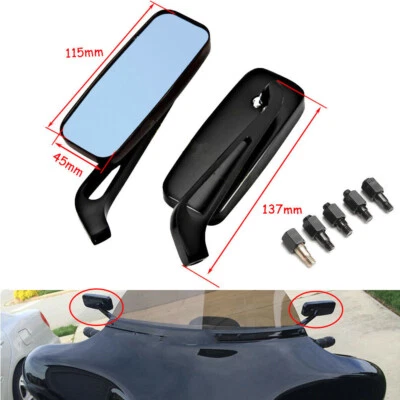 Rearview Mirrors Rectangle Aluminum For Harley Touring Road Glide Street Glide — 第 1/4 张图片