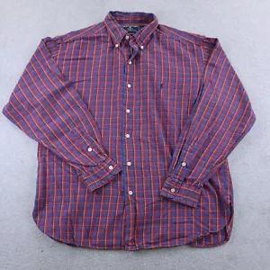 Camisa deportiva Ralph Lauren para hombre grande roja azul franela a cuadros manga larga con botones - Imagen 1 de 13