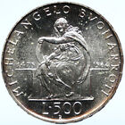 1975 ITALY Michaelangelo DELPHIC SIBYL Fresco OLD Silver 500 Lire Coin i102939