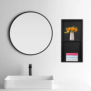 In Wall Mount 2 Layers Storage Shelf Bathroom Shower Floating Shelf Organizer US - Picture 1 of 19
