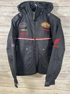 HONDA Racing HRC HM Plant Hitachi mens Black Motorsport Nylon Jacket size M - Picture 1 of 4